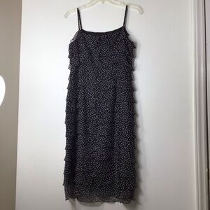 Talbots silk dress 4 polka dots black white